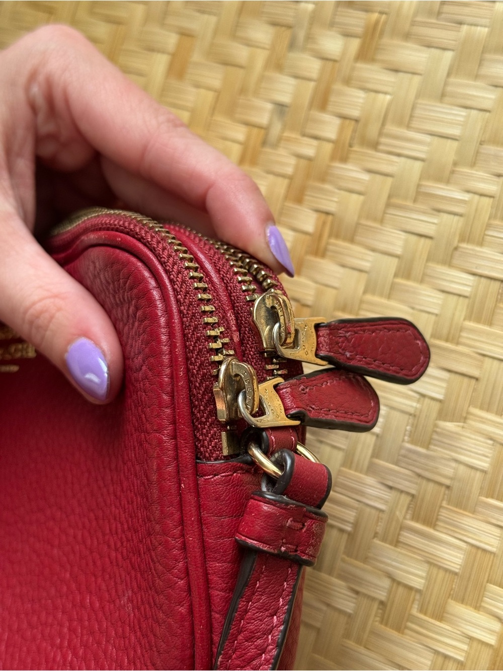 Coach Pebbled Leather Small Red Crossbody - Picture 5 of 7
